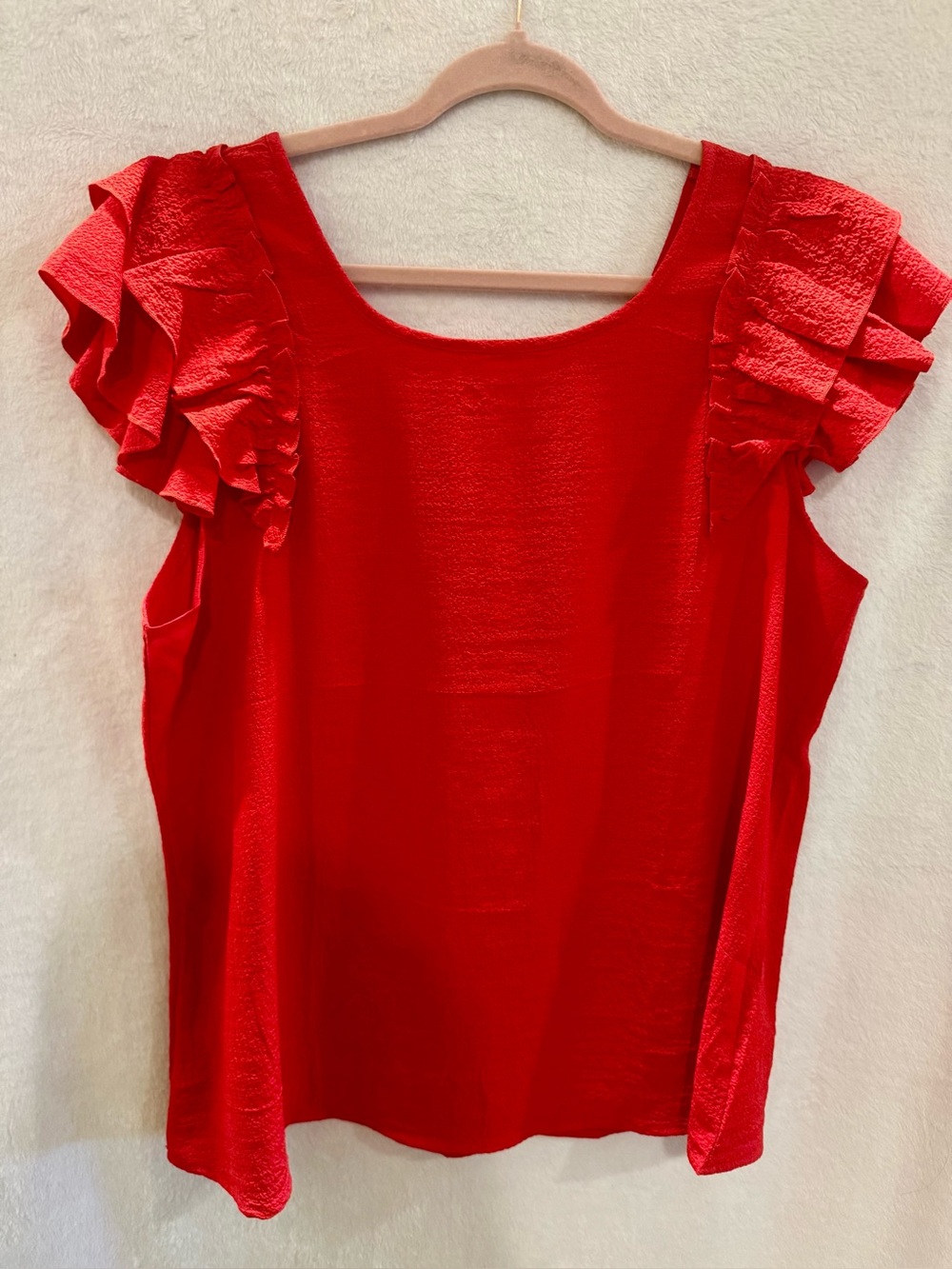 Red Ruffle Sleeve Women's Top - Brand Unspecified